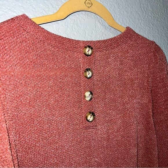 Perfect Peach Womens Crew Neck Balloon Sleeve Knitted Sweater Shirt Medium/Large - Picture 7 of 10